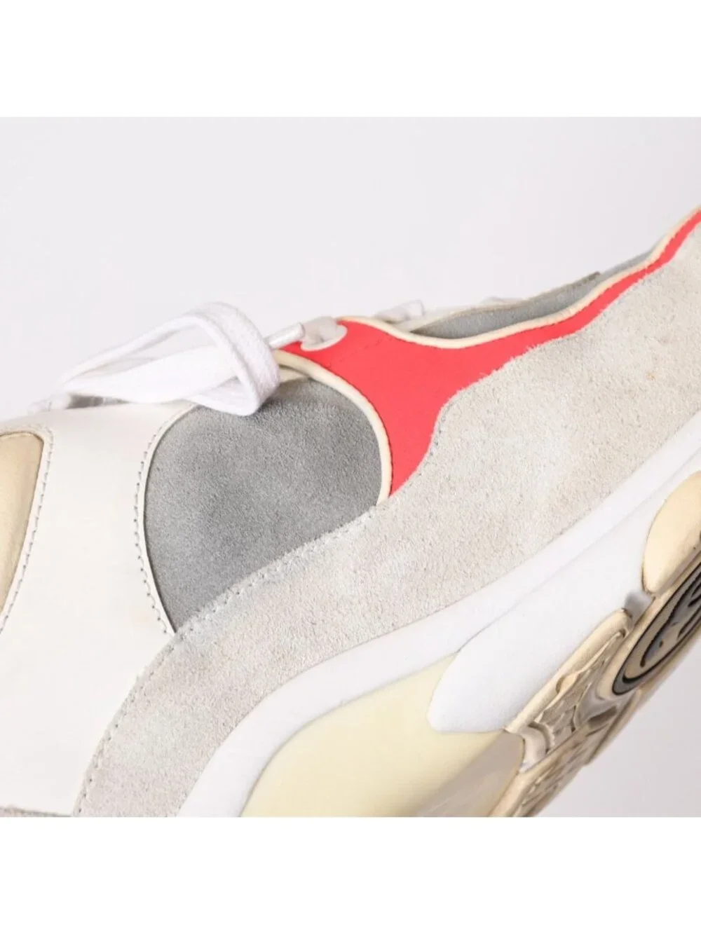 Chanel CC Logo Suede Sneakers White Gray